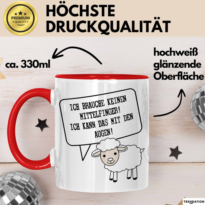 Humor Tasse Geschenk Ich brauche keinen Mittelfinger Ich Mache Das Mit Den Augen Becher Geschenk Rot Trendation