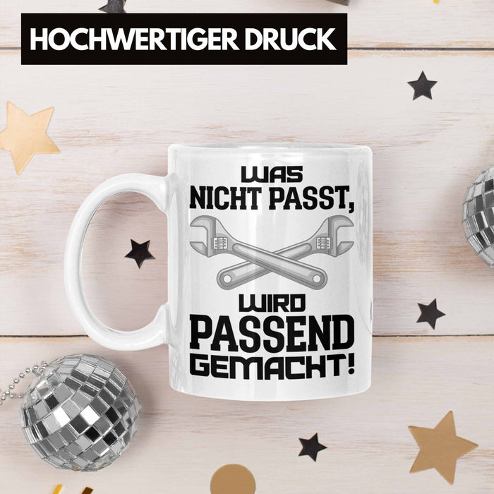 Trendation - Handwerker Tasse mit Spruch Geschenke für Handwerk Kaffeebecher KFZ Mechaniker Mechatroniker Weiß Trendation