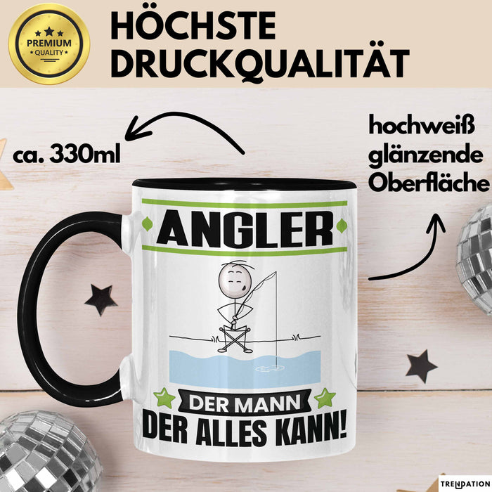 Angler Tasse Geschenk für Angler Der Mann Der Alles Kann Geschenkidee zum Geburtstag Schwarz Trendation