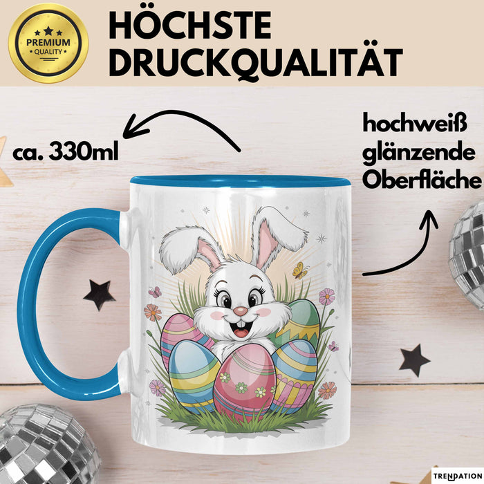 Ostern Tasse Geschenkidee für Feiertagsliebhaber Spruch Blau Trendation
