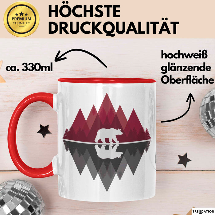 Bär Tierliebhaber Tasse Geschenk Lustige Geschenkidee Spruch Rot Trendation