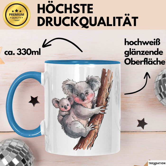 Koala Tierliebhaber Tasse Geschenk Lustige Geschenkidee Spruch Blau Trendation