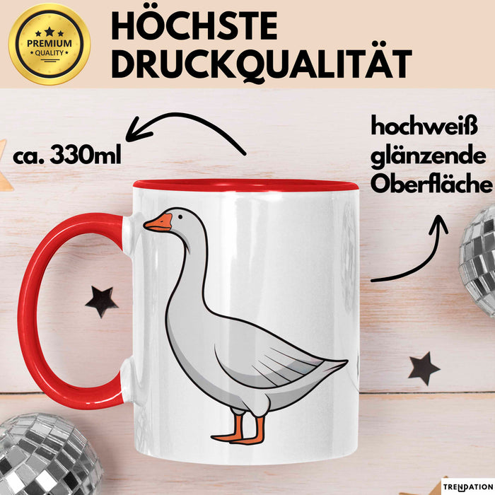 Gans Tier Gänse Bauer Tasse Becher Geschenk Lustige Geschenkidee Spruch Rot Trendation