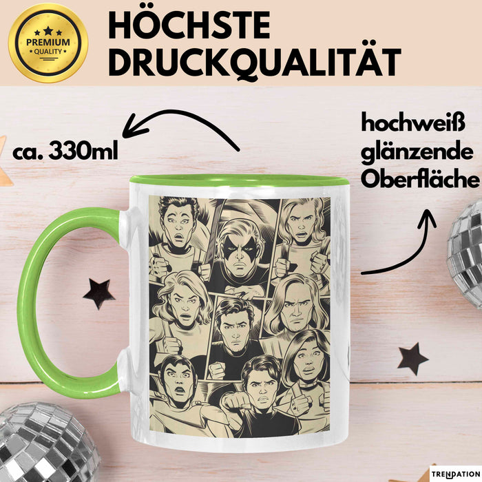 Comic Künstler Tasse Geschenk Lustige Geschenkidee Spruch Für Panel Geschichtenerzähler Grün Trendation