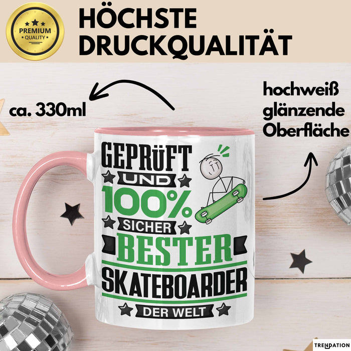 Skateboarder Geschenk Lustiger Spruch für Skateboarder Geschenkidee Bester Skateboarder Der Welt Rosa Trendation