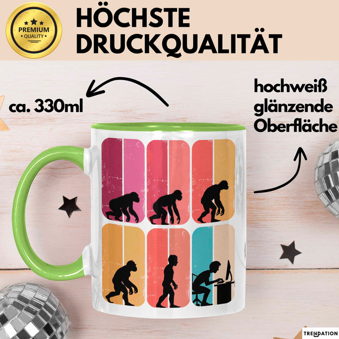 Gamer PC Gaming Liebhaber Tasse Geschenk Lustige Geschenkidee Spruch Gamer Evolution Grün Trendation