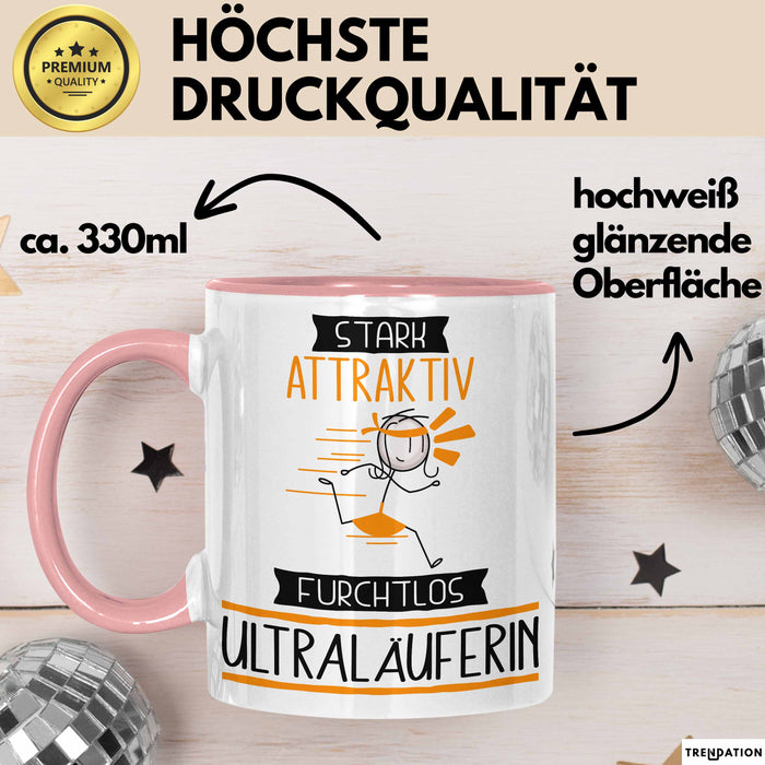 Ultraläuferin Tasse Geschenk Becher Stark Attraktiv Furchtlos Ultraläuferin Lustige Geschenkidee Rosa Trendation