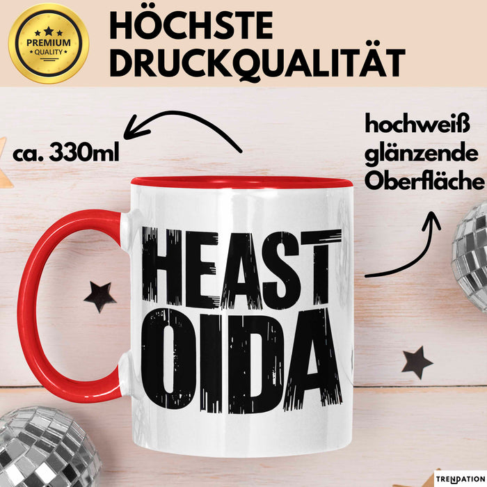 Österreich Wien Wienerisch Tasse Geschenk Lustige Geschenkidee Spruch Heast Oida Rot Trendation