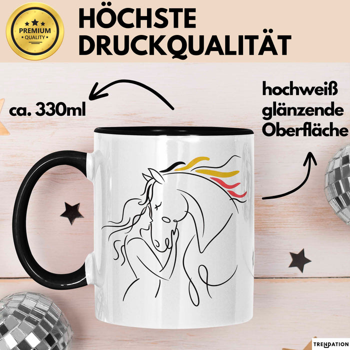 Pferde Tierliebhaber Tasse Geschenk Lustige Geschenkidee Spruch Schwarz Trendation