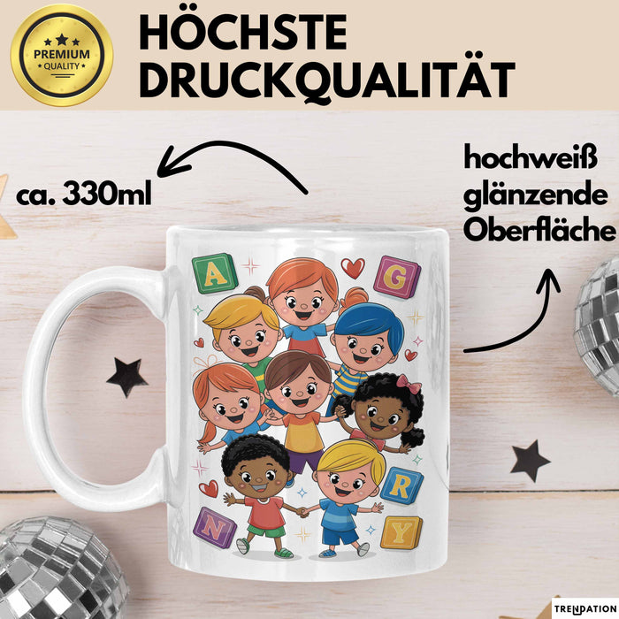 Kindergarten Lehrer Tasse Geschenk Lustige Geschenkidee Spruch Für Kleine Lernende Weiß Trendation