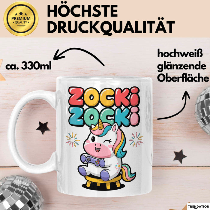 Gamer Gaming Liebhaber Tasse Geschenk Lustige Geschenkidee Spruch Zocki Zocki Weiß Trendation