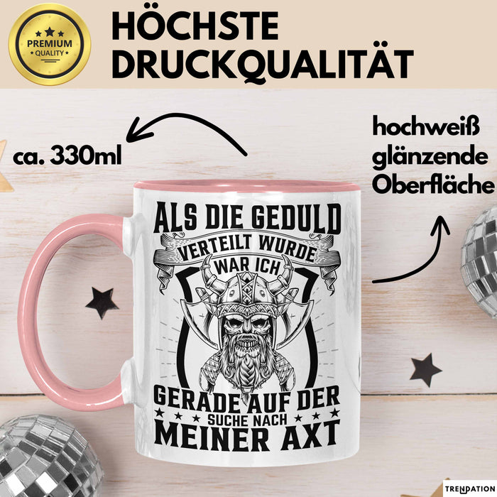 Forstwirt Geschenk Tasse Waldarbeiter Axt Holz Hacken Totenkopf Wikinger Kaffee-Becher für Holzfäller Rosa Trendation