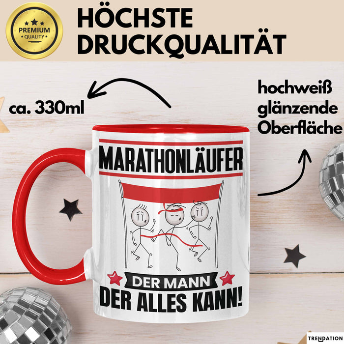 Marathonläufer Tasse Geschenk für Marathonläufer Der Mann Der Alles Kann Geschenkidee zum Geburtstag Rot Trendation