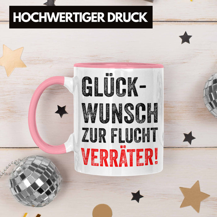 Trendation - Jobwechsel Tasse Geschenk Kollegin Kollege Lustig Abschiedsgeschenk Sprüche Glückwunsch Zur Flucht Trendation