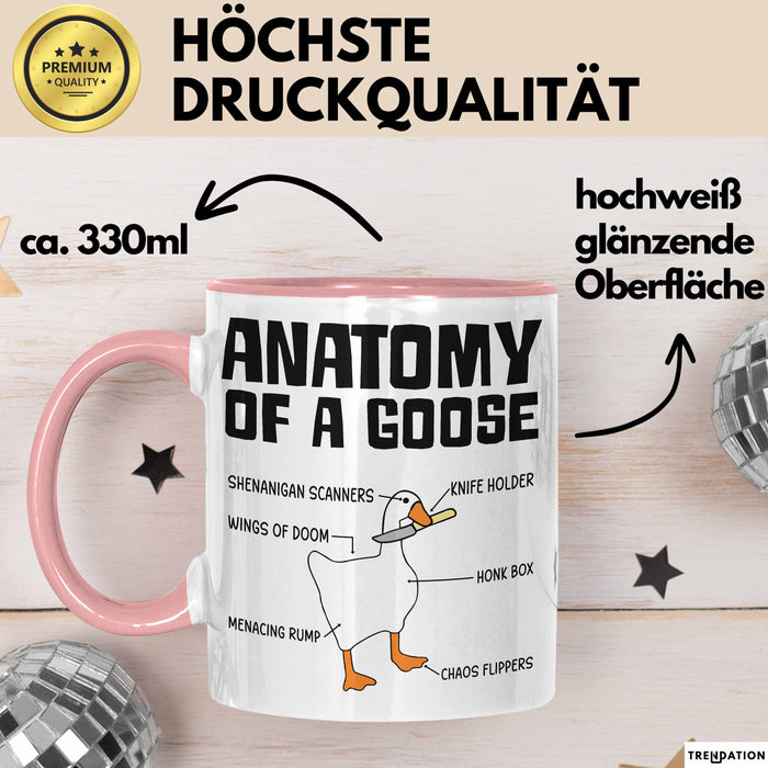 Gans Tasse Geschenk Mit Humor Anatomy Of A Goose Knife Holder Wings Of Doom Kaffee-Becher Rosa Trendation