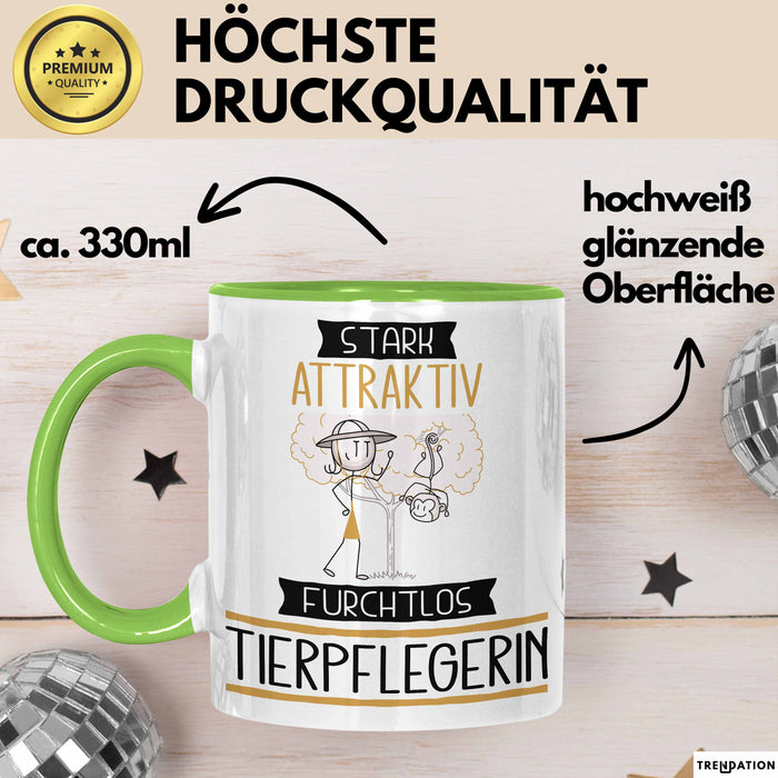 Tierpflegerin Tasse Geschenk Becher Stark Attraktiv Furchtlos Tierpflegerin Lustige Geschenkidee Grün Trendation