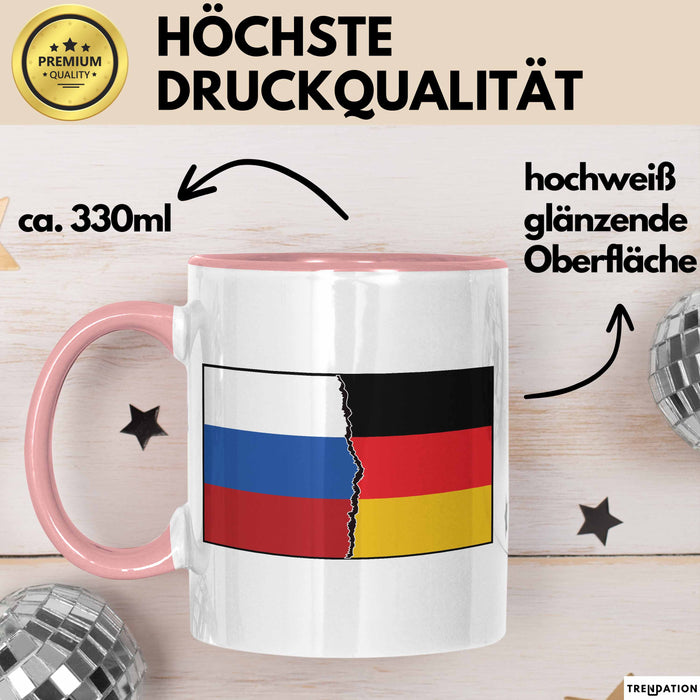 Russe Tasse Geschenk Russland Deutschland Flagge Geschenkidee Rosa Trendation