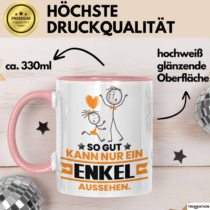 Enkel Geschenk Tasse So Gut Kann Nur Ein Enkel Aussehen Geschenkidee Kaffee-Becher Rosa Trendation