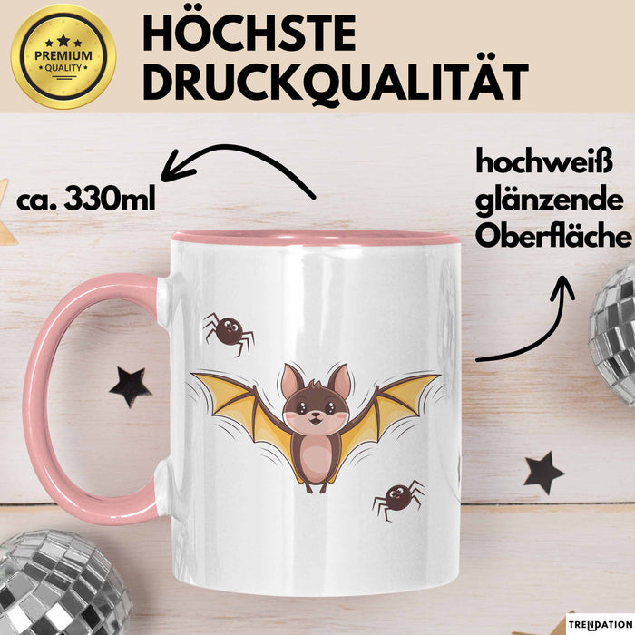 Vampir Fledermaus Halloween Feier Tasse Geschenk Lustige Geschenkidee Spruch Rosa Trendation