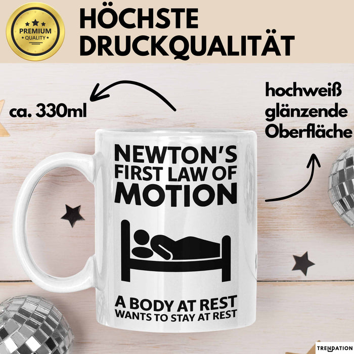 Physiker Tasse Geschenk Newtons Erstes Bewegungsgesetz Weiß Trendation