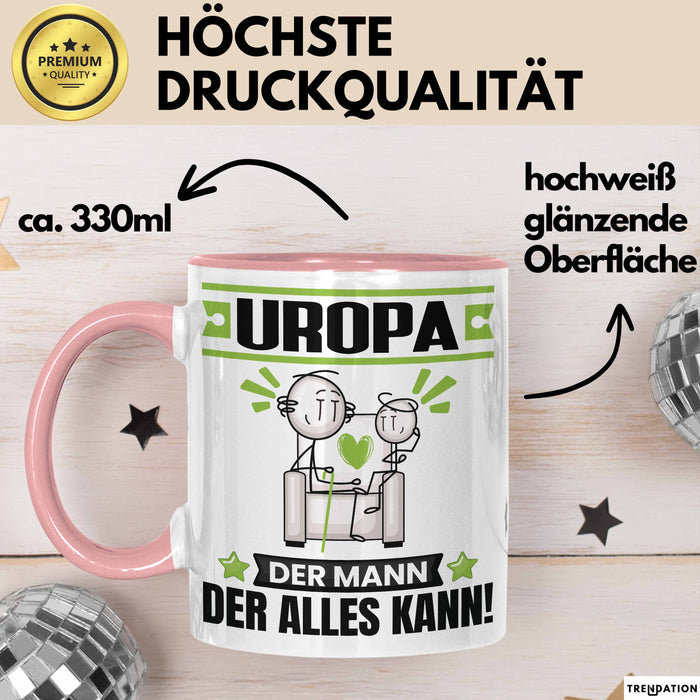 Uropa Tasse Geschenk für Uropa Der Mann Der Alles Kann Geschenkidee zum Geburtstag Rosa Trendation