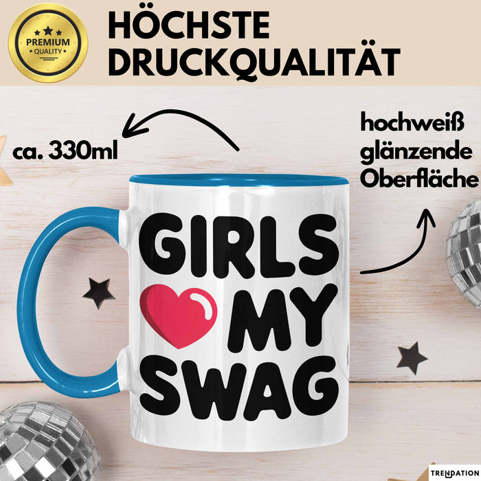Sarkastische Jungs Sarkasmus Tasse Geschenk Lustige Geschenkidee Spruch Mädchen Lieben Meinen Swag Blau Trendation