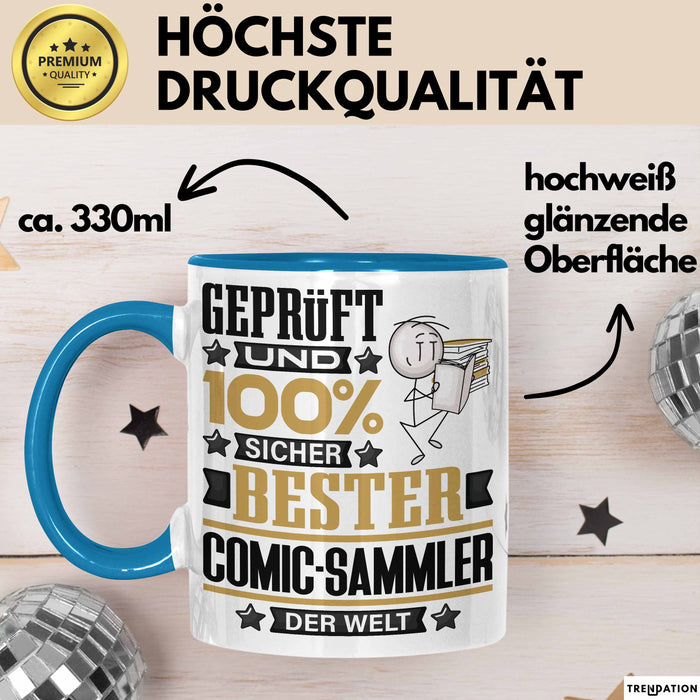 Comic-Sammler Geschenk Lustiger Spruch für Comic-Sammler Geschenkidee Bester Comic-Sammler Der Welt Blau Trendation