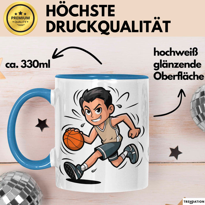 Basketballspieler Tasse Geschenkidee für Basketball Fans Blau Trendation