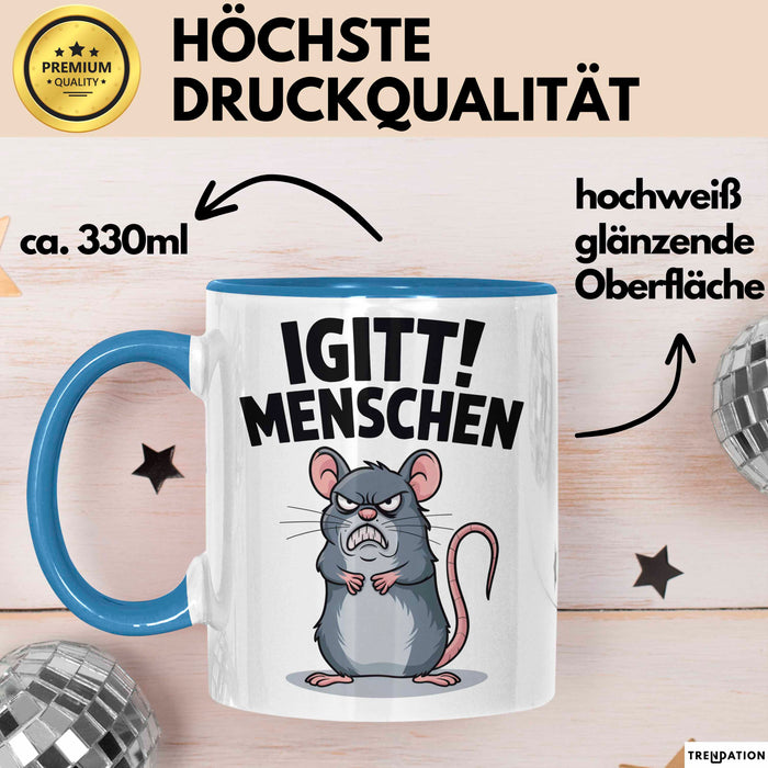 Sarkastisch Sarkasmus Introvertiert Tasse Geschenk Lustige Geschenkidee Spruch Igitt Menschen Blau Trendation