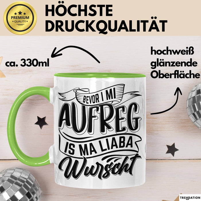 Bayern Tasse Geschenk Lustige Bayrische Sprüche Bayern Dialekt Kaffee-Becher Grün Trendation