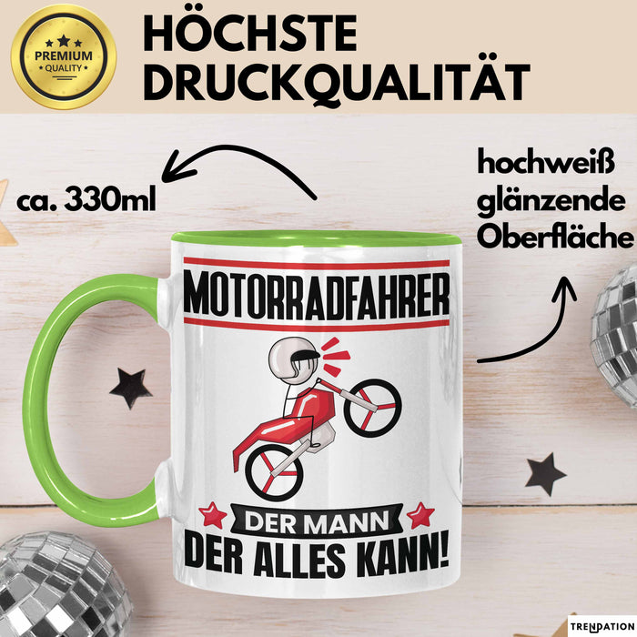 Motorradfahrer Tasse Geschenk für Motorradfahrer Der Mann Der Alles Kann Geschenkidee zum Geburtstag Grün Trendation