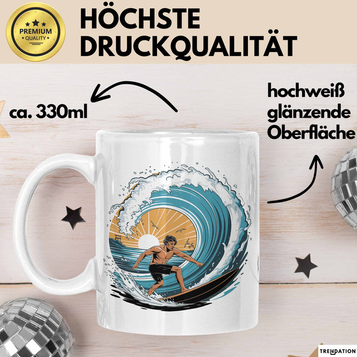 Surfer Tasse Geschenkidee für Wellenreiter Lustiger Spruch Weiß Trendation