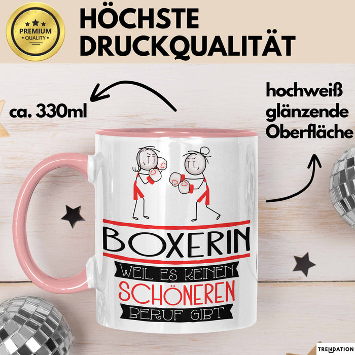 Boxerin Weil Es Keinen Schöneren Beruf Gibt Tasse Geschenk für Eine Boxerin Lustig Rosa Trendation