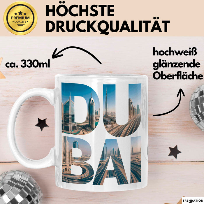 Dubai VAE Tasse Geschenk Lustige Geschenkidee Spruch Weiß Trendation