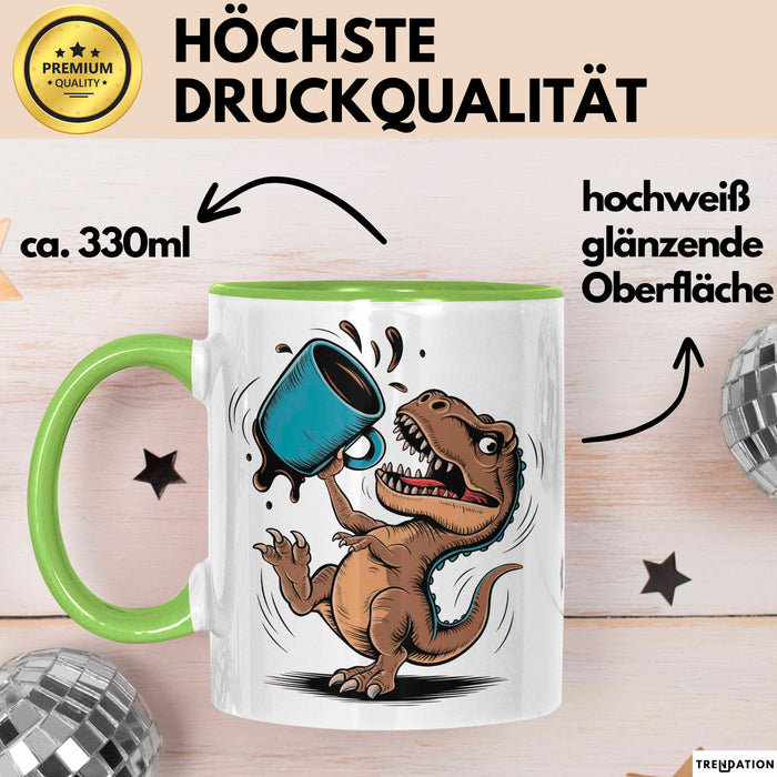 Dinosaurier Fan Tasse Geschenkidee für Urzeit Fans Grün Trendation