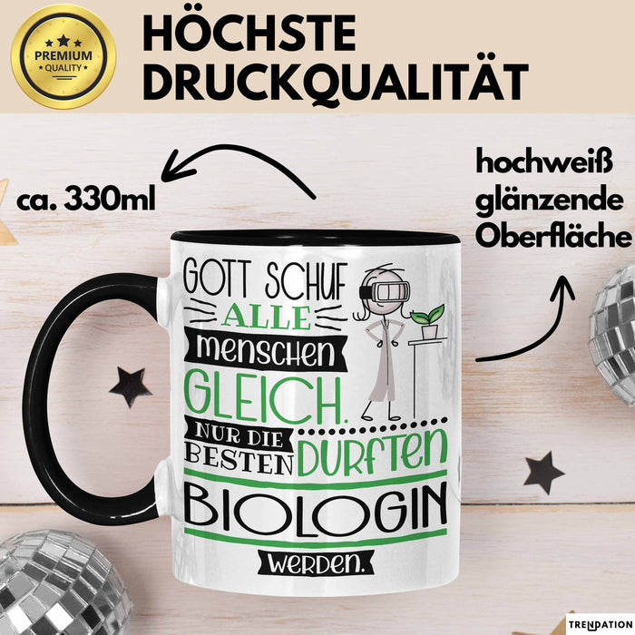 Biologin Geschenk Becher Tasse Gott Schuf Alle Menschen Gleich Nur Die Besten Durfeten Biologin Werden Geschenkidee Lustig Trendation
