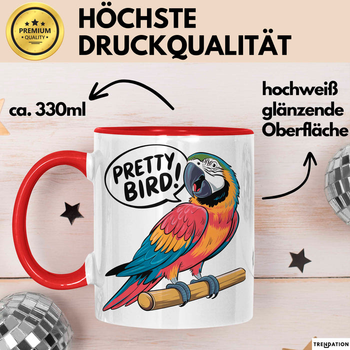 Papageienliebhaber Tasse Geschenkidee Vogelschwätzer Geschenkidee Lustig Rot Trendation