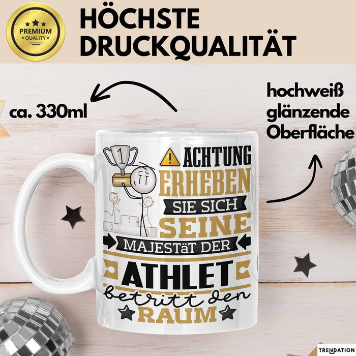 Athlet Geschenk Tasse Lustiger Spruch Erheben Sie Sich Der Athlet Betritt den Raum Weiß Trendation
