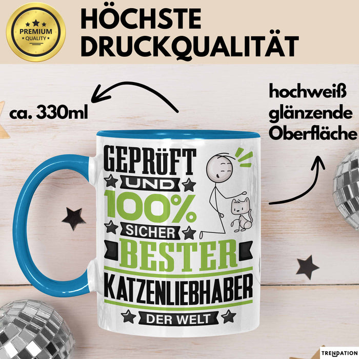 Katzenliebhaber Geschenk Lustiger Spruch für Katzenliebhaber Geschenkidee Bester Katzenliebhaber Der Welt Blau Trendation