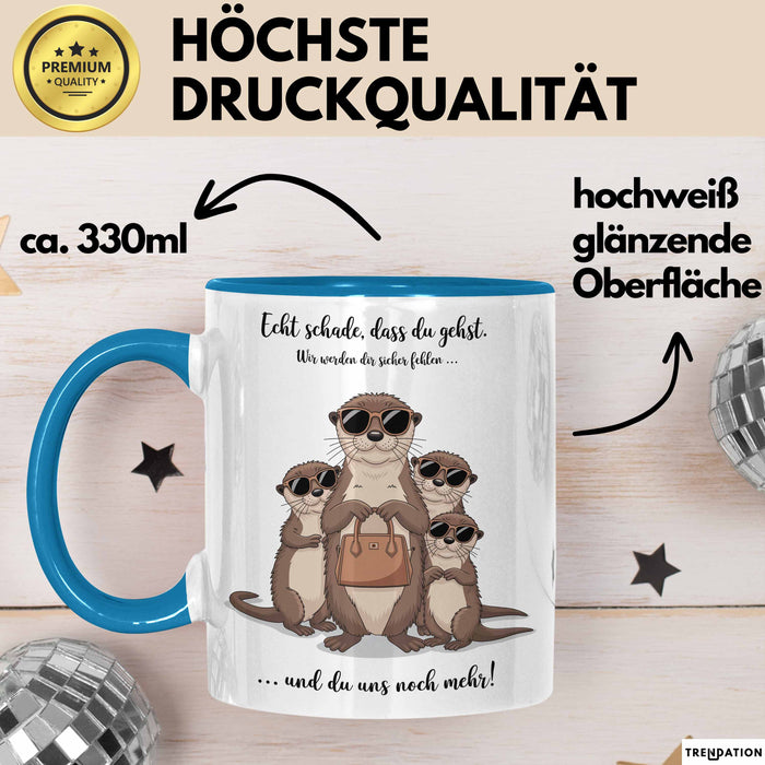 Büroarbeit Kollege Abschied Tasse Geschenk Lustige Geschenkidee Spruch Echt Schade Dass Du Gehst Blau Trendation