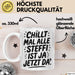 Steffi Tasse Geschenk Chillt Mal Alle Steffi Ist Ja Jetzt Da Geschenkidee Becher mit Name Weiß Trendation