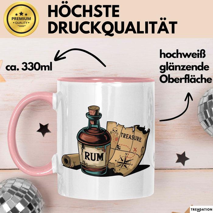 Rum Fan Tasse Geschenkidee für Piraten Spirituosen Liebhaber Rosa Trendation