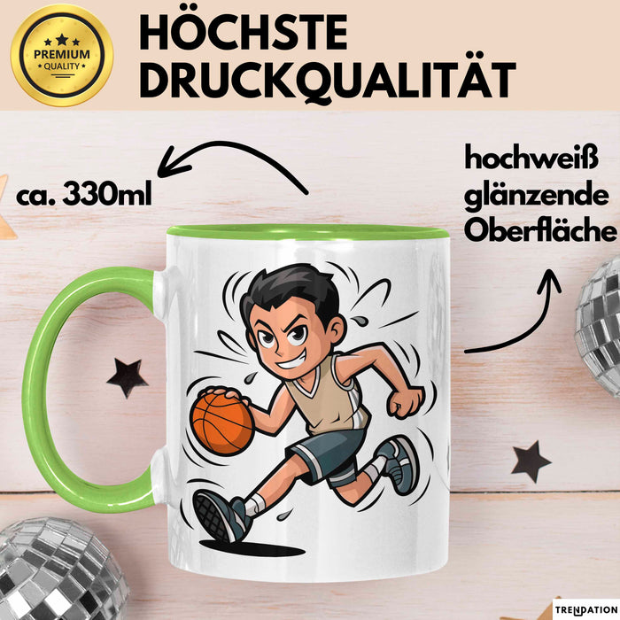 Basketballspieler Tasse Geschenkidee für Basketball Fans Grün Trendation