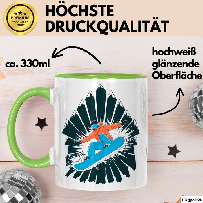 Snowboarder Tasse Geschenk Lustige Geschenkidee Spruch Für Berg Fahrer Grün Trendation