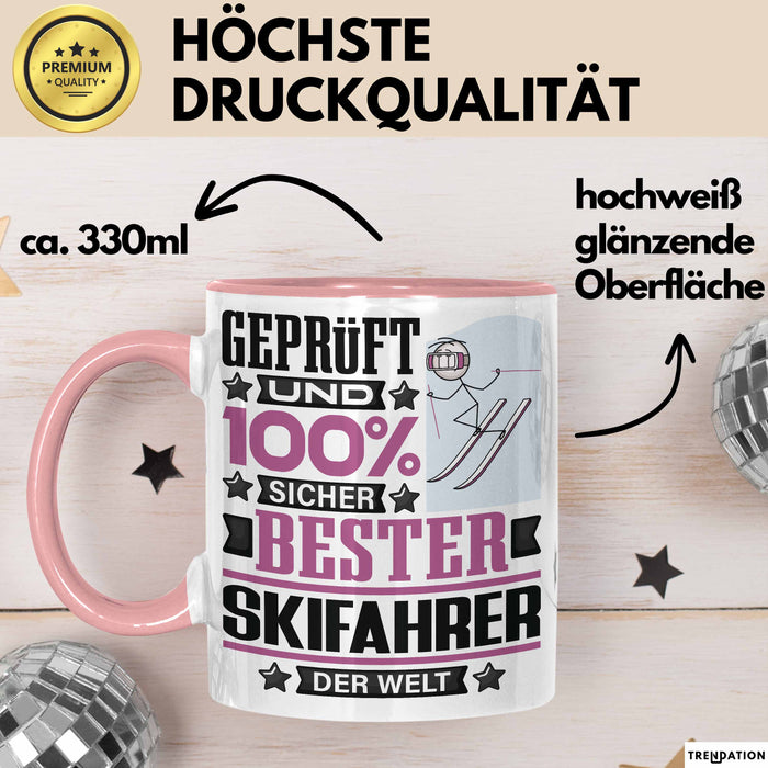 Skifahrer Geschenk Lustiger Spruch für Skifahrer Geschenkidee Bester Skifahrer Der Welt Rosa Trendation