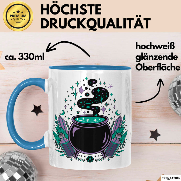 Hexerei Fan Tasse Geschenkidee für Zauberspruch Liebhaber Blau Trendation