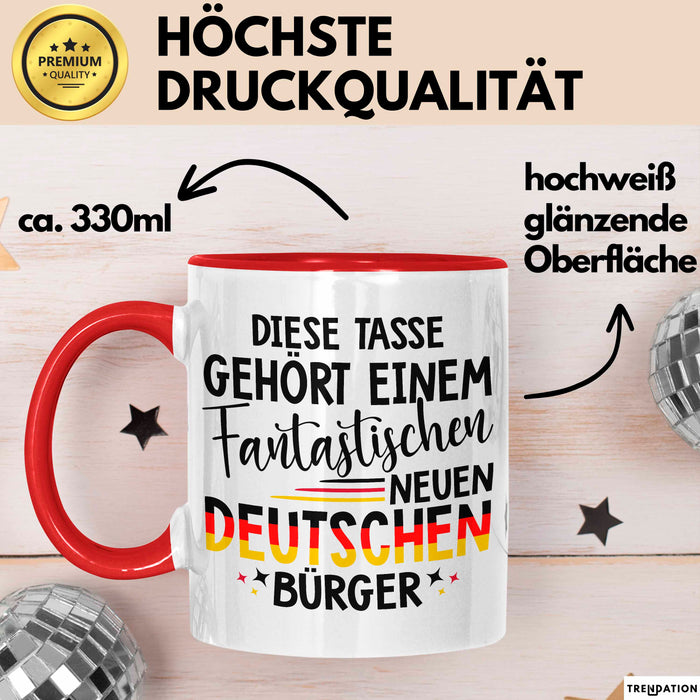 Deutschland Deutscher Bürger Tasse Becher Geschenk Lustige Geschenkidee Spruch Diese Tasse Gehört Einem Fantastischen Neuen Deutschen Burger Rot Trendation
