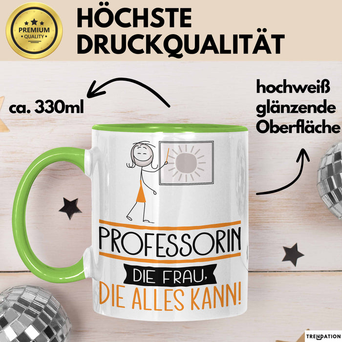 Professorin Geschenk Tasse Becher Die Frau Die Allen Kann Geschenkidee für eine Professorin Lustig Grün Trendation
