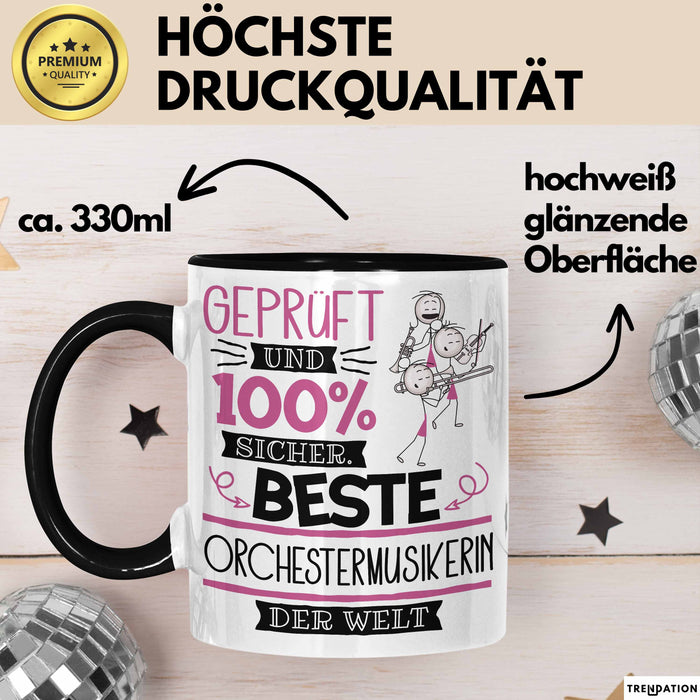 Beste Orchestermusikerin Der Welt Tasse Geschenk für Eine Orchestermusikerin Geprüft Und Sicher Geschenkidee Geburtstag Weihnachten Trendation