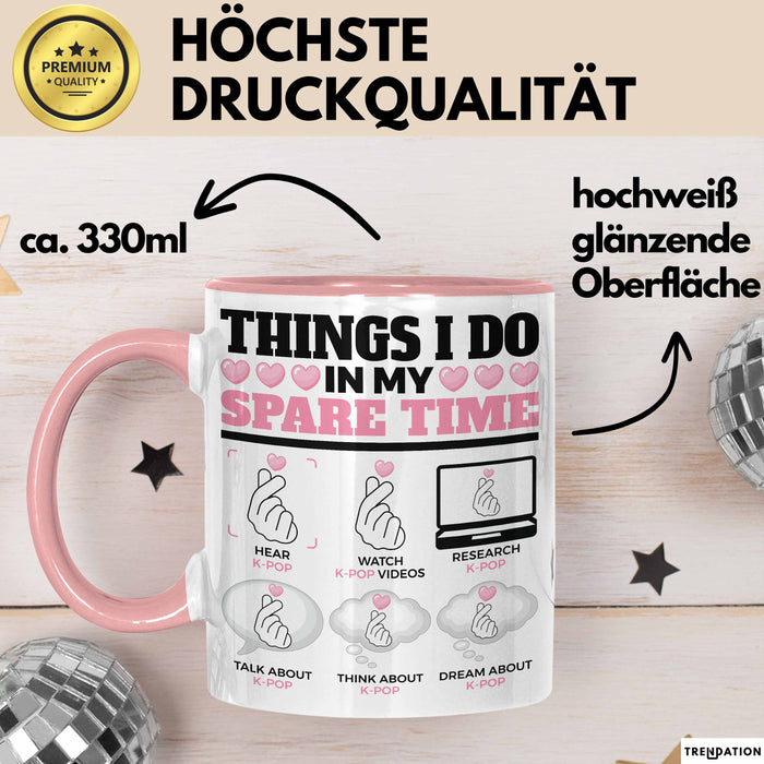 KPop Tasse Geschenk Spare Time Finger Heart Grafik Geschenkidee Rosa Trendation